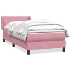 vidaXL Boxspring met matras fluweel roze 90x220 cm, Verzenden, Nieuw, Stof