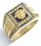 18 karaat Goud gevuld - Ring Lapis lazuli - Saffieren
