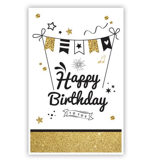 Happy Birthday Kaart Vlaggetjes tussen stokken, Hobby en Vrije tijd, Feestartikelen, Nieuw, Ophalen of Verzenden