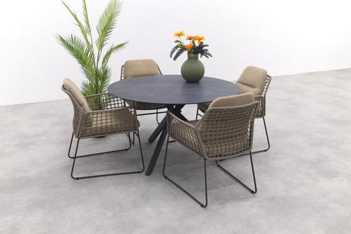Taste Albano antraciet/Locarno 130 cm. ronde tuinset -, Tuin en Terras, Tuinsets en Loungesets, Tuinset, Nieuw, Rvs, Verzenden