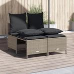 vidaXL 4-delige Loungeset met kussens poly rattan lichtgrijs, Verzenden, Nieuw, Rotan, Loungeset