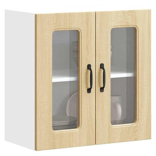 vidaXL Keukenwandkast met glazen deur Kalmar bewerkt hout, Huis en Inrichting, Keuken | Keukenelementen, Bruin, Nieuw, Verzenden