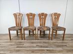 Eetkamerstoel - Hout, Textiel - Set van vier vintage