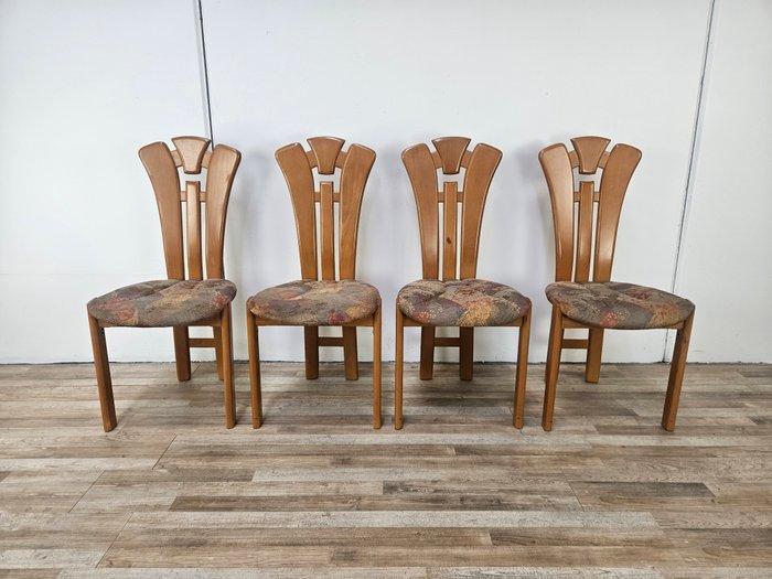 Eetkamerstoel - Hout, Textiel - Set van vier vintage, Antiek en Kunst, Kunst | Designobjecten