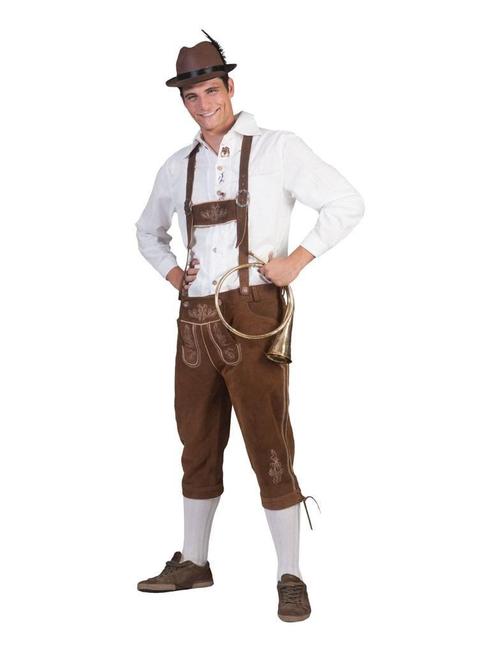 Lederhosen Classic Chique Bruin, Hobby en Vrije tijd, Feestartikelen, Nieuw, Ophalen of Verzenden