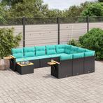 vidaXL 11-delige Loungeset met kussens poly rattan zwart, Tuin en Terras, Tuinsets en Loungesets, Meer dan 8 zitplaatsen, Nieuw