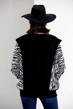 Bat Sleeve Oversize Knitted Jumper in BlackWhite Animal prin, Verzenden, Nieuw