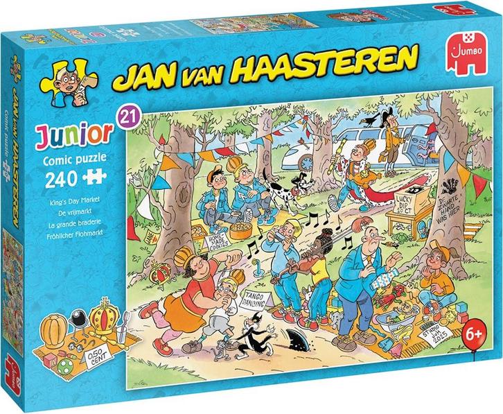 Jan van Haasteren Junior 21 - De Vrijmarkt Puzzel (240, Hobby en Vrije tijd, Denksport en Puzzels, Nieuw, Verzenden