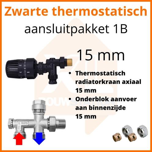 Eco 4 Zwarte thermostatisch M30 aansluitpakket 1B t.b.v. 15, Doe-het-zelf en Verbouw, Verwarming en Radiatoren, Radiator, Nieuw