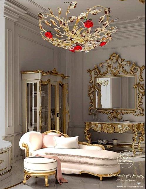 SLC Illumina - MG - Plafondlamp - Plaf Rose ivoor goud arg, Antiek en Kunst, Kunst | Designobjecten