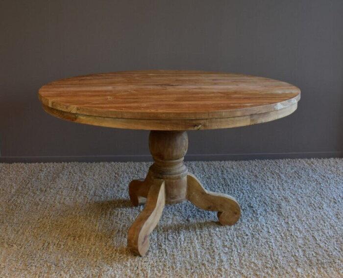 Ronde Eettafel Teakhout met Bolpoot Bali-Ø150 cm, Huis en Inrichting, Tafels | Eettafels, Nieuw, Ophalen of Verzenden