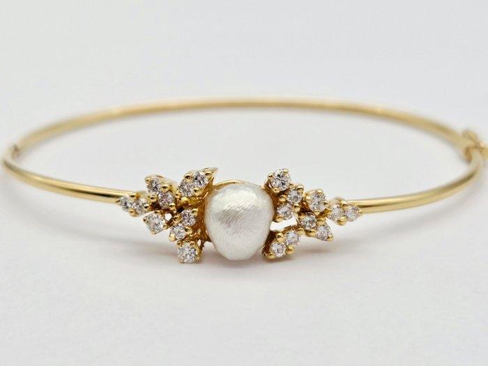 Armband - 18 karaat Geel goud Parel - Diamant, Sieraden, Tassen en Uiterlijk, Armbanden