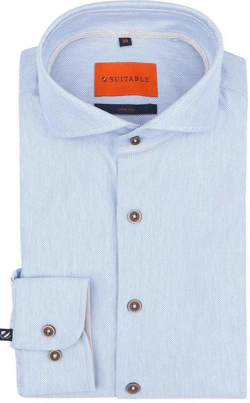 Suitable Herringbone Overhemd Lichtblauw maat 42 Heren, Kleding | Heren, Overhemden, Nieuw, Verzenden