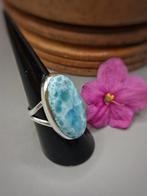 Uniek stuk ring in 925 zilver met Larimar van topkwaliteit, Verzamelen, Mineralen en Fossielen