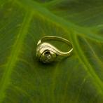 Gouden ring met diamant | 0,09 ct. (vintage ring, geelgoud), Gebruikt, Overige kleuren, Ophalen of Verzenden, 17 tot 18