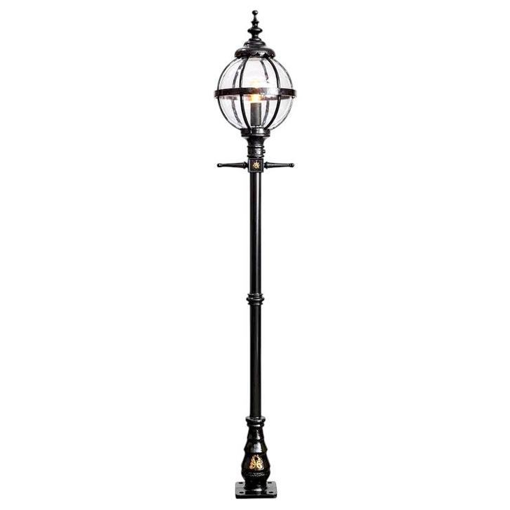 Lantaarnpaal 250 cm - globe lamp - gietijzer - zwart, Tuin en Terras, Buitenverlichting, Ophalen of Verzenden