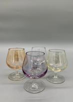 Set cognac glazen gekleurd parelmoer glans 4 stuks, Antiek en Kunst, Ophalen of Verzenden