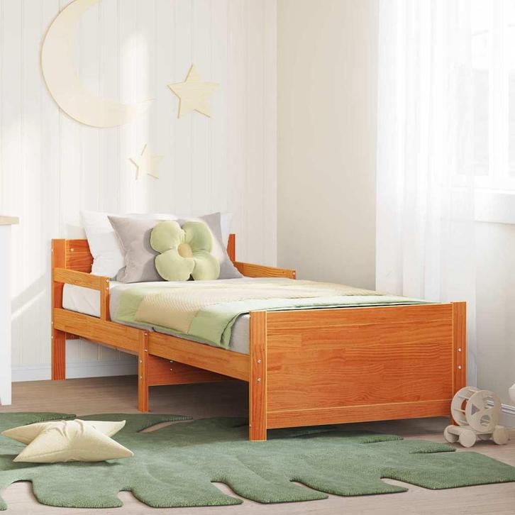vidaXL Uitbreidbaar Bedframe voor Kinderen Anders Wasbruin, Huis en Inrichting, Slaapkamer | Bedden, Nieuw, Hout, Verzenden