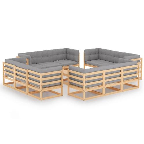 vidaXL 13-delige Loungeset met kussens massief grenenhout, Tuin en Terras, Tuinsets en Loungesets, Loungeset, Nieuw, Verzenden