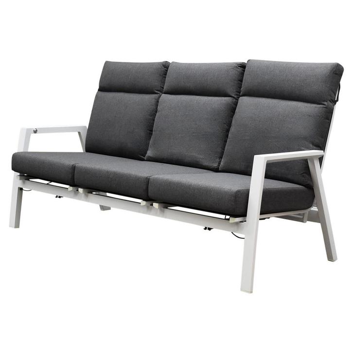 Showroommodel Vegas 3-zitsbank verstelbaar aluminium wit, Tuin en Terras, Tuinsets en Loungesets, Nieuw, Ophalen of Verzenden