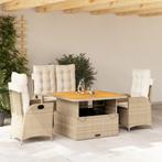 vidaXL 4-delige Tuinset met kussens poly rattan beige, Tuin en Terras, 4 zitplaatsen, Nieuw, Tuinset, Verzenden