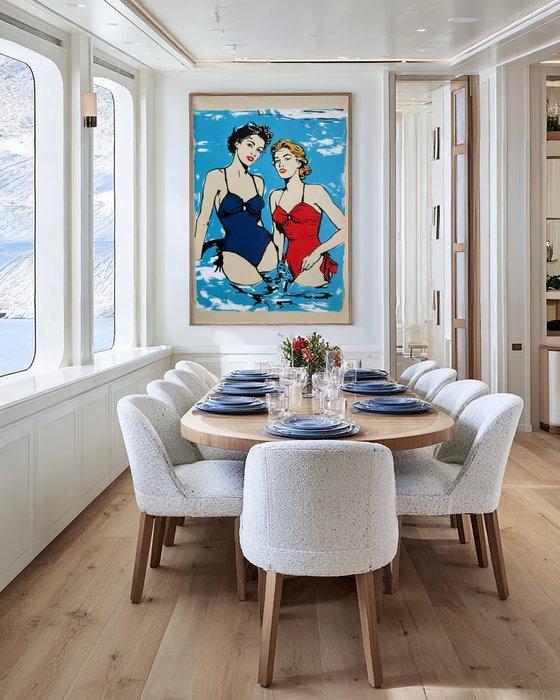 Flavia Delgado - CHICAS EN BIKINI XL (NO RESERVE), Antiek en Kunst, Kunst | Schilderijen | Modern