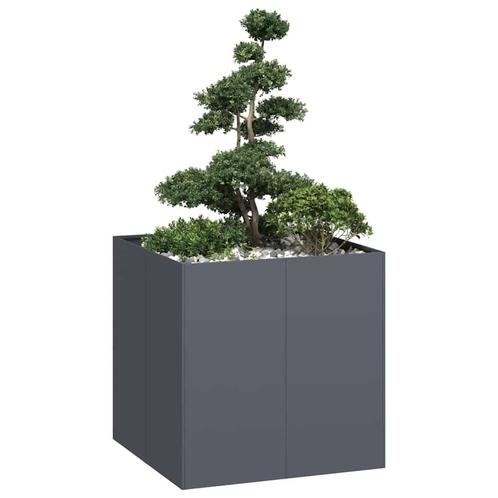vidaXL Plantenbak 80x80x80 cm staal antracietkleurig, Tuin en Terras, Bloembakken en Plantenbakken, Nieuw, Metaal, Verzenden