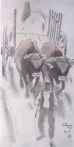 Spotprent over de Franse boer in actie (lijst optie), Antiek en Kunst, Verzenden