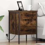 vidaXL Bedside kasten 2 pcs Gerookt eiken 42 x 41 x 61 cm, Huis en Inrichting, Minder dan 45 cm, Verzenden, Nieuw, 55 tot 70 cm