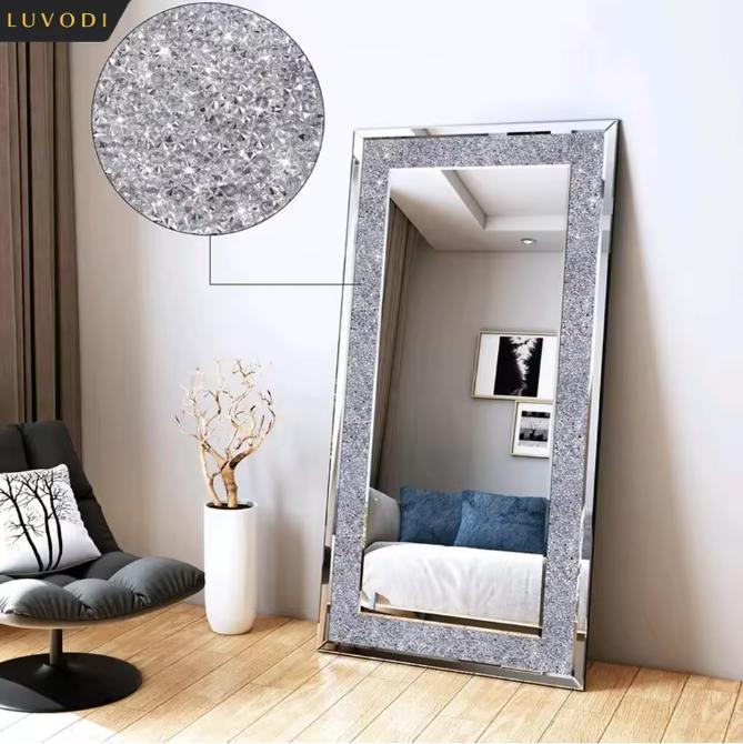 Luxe Kristal Wandspiegel Zilver Strass Decor Spiegel 120x60c, Huis en Inrichting, Woonaccessoires | Spiegels, Nieuw, Verzenden