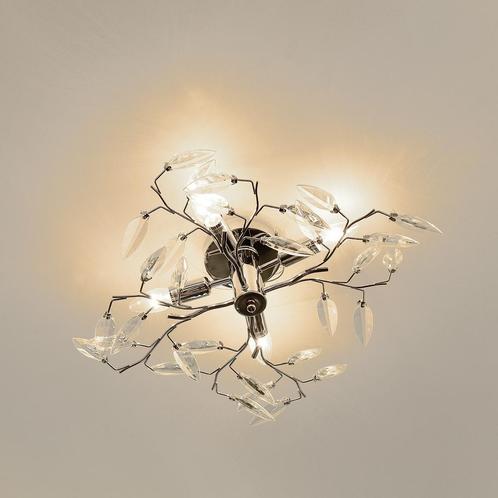 Plafondlamp Kira met kristallen 15xØ47,5 cm chroom 4xE14, Huis en Inrichting, Lampen | Plafondlampen, Nieuw, Verzenden