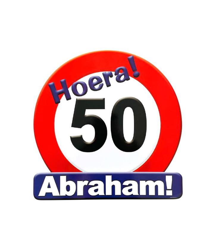 Abraham Deurbord 50 Jaar Verkeersbord 50cm, Hobby en Vrije tijd, Feestartikelen, Nieuw, Verzenden