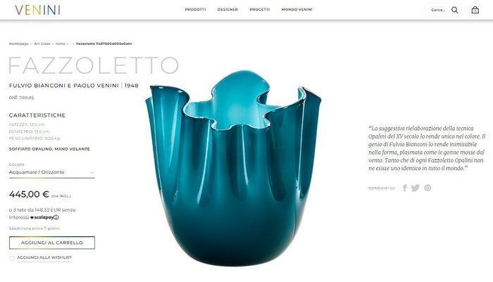 Venini - Fulvio Bianconi - Vaas - Fazzoletto - vetro Murano, Antiek en Kunst, Antiek | Glas en Kristal