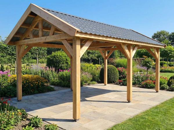 Veiling - Klassieke zadeldak overkapping  550x410x340 cm, Tuin en Terras, Overkappingen, Nieuw