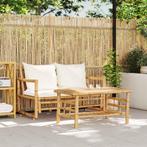 vidaXL 2-delige Loungeset met kussens bamboe, Tuin en Terras, Verzenden, Nieuw, Hout, Loungeset