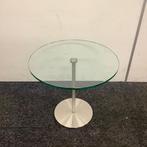 Tweedehands glazen bijzet tafel, (hxb) 40x45 cm, Metaform, Huis en Inrichting, Ophalen of Verzenden, Gebruikt