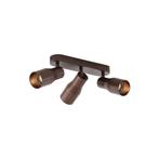 Afgeronde plafondspot donker brons GU10 50mm 3-lichts -, Nieuw, Metaal of Aluminium, Modern