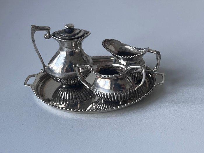 Koffieservies (4) - Zilver - 4 delig miniatuur, Antiek en Kunst, Antiek | Goud en Zilver