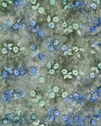 Broderie Katoen Tie Dye Bloemen Groen, Nieuw, Groen