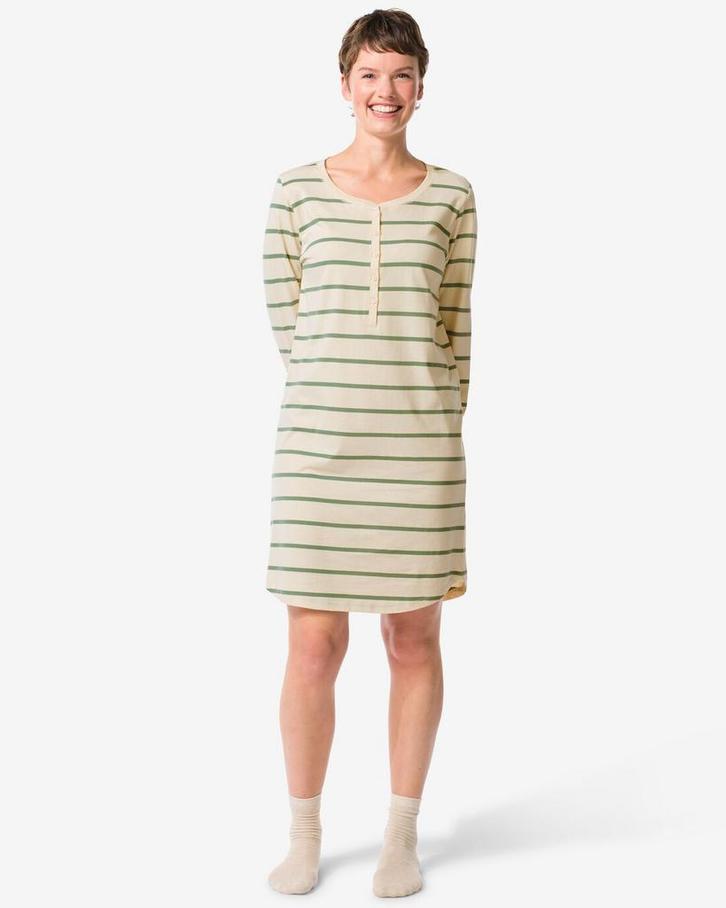 HEMA Damesnachthemd strepen groen, Kleding | Dames, Ondergoed en Lingerie, Verzenden