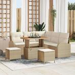 vidaXL Tuin Sofa Set met kussen 8 pcs Beige Poly riet, Tuin en Terras, Verzenden, Nieuw, Rotan