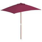 vidaXL Parasol met houten paal 150x200 cm bordeauxrood, Verzenden, Nieuw