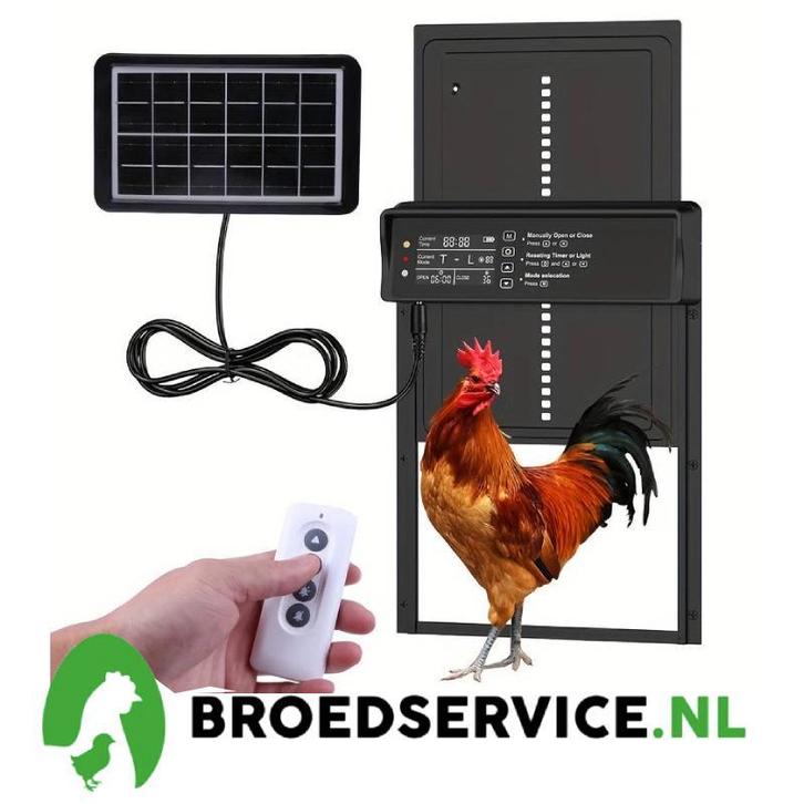 Actie - Premium Kippendeur met zonnepaneel - timer, Dieren en Toebehoren, Pluimvee | Toebehoren, Kippenhok of Kippenren, Nieuw