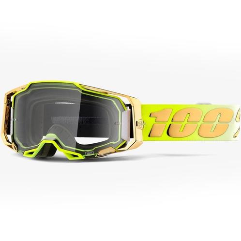 Crossbril 100% Armega - Fluo Geel / Goud, Motoren, Kleding | Motorkleding, Nieuw met kaartje, Motorcrosskleding, Verzenden