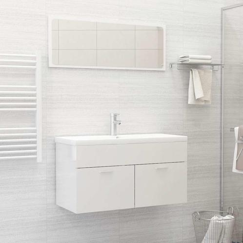 vidaXL 2-delige Badkamermeubelset bewerkt hout hoogglans wit, Huis en Inrichting, Badkamer | Badkamermeubels, Nieuw, Verzenden