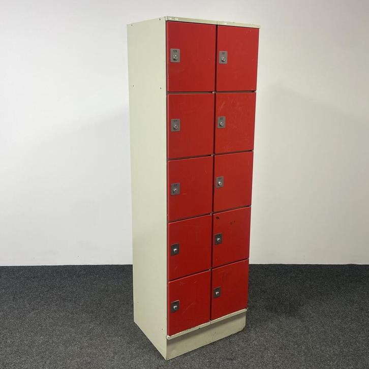 Rode Lockerkast - 10-deurs | 196 x 60 x 50 cm, Huis en Inrichting, Kasten | Overige, Gebruikt, Ophalen of Verzenden