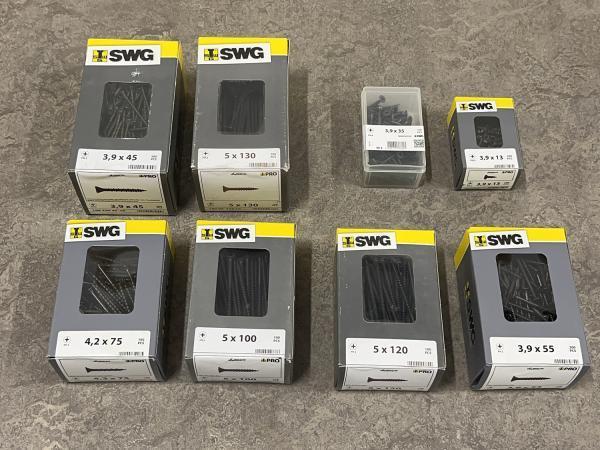 Veiling - SWG schroeven diversen set 8-delig, Doe-het-zelf en Verbouw, IJzerwaren en Bevestigingsmiddelen