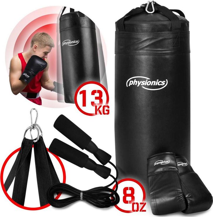 Bokszak kinderen - Boksbal - Zwart - Physionics, Sport en Fitness, Badminton, Nieuw, Verzenden