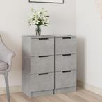 vidaXL Dressoirs 2 st 30x30x70 cm bewerkt hout betongrijs, Huis en Inrichting, Kasten | Dressoirs, Minder dan 50 cm, Verzenden