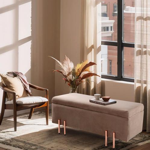 Bankje Dals met opbergruimte 118x40x42 cm bruin [en.casa], Huis en Inrichting, Banken | Sofa's en Chaises Longues, Nieuw, Verzenden